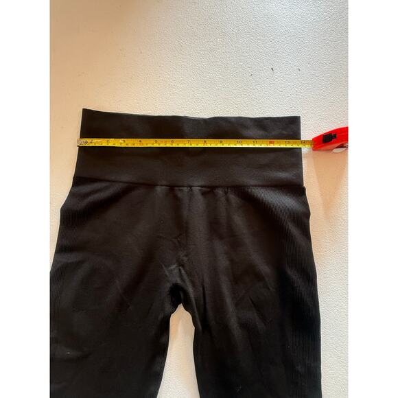 Set Active Dark Brown Sculptflex Leggings Sz Medium Seamless Ribbed Sides - Picture 5 of 6